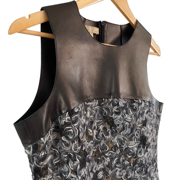 Michael Kors Italian Dress Wool Swirls Over Black Lace Silk Lining Leather Upper - Picture 6 of 14